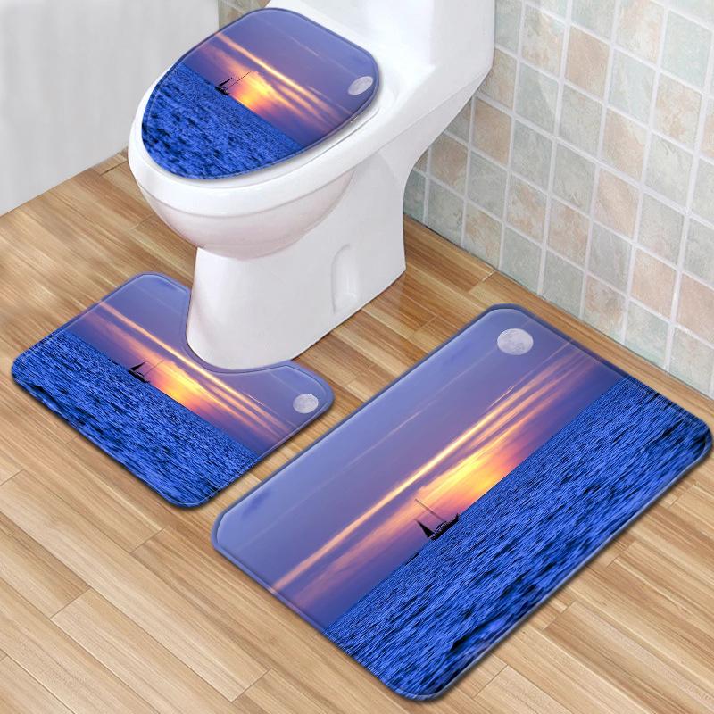 Creative Toilet Three-Piece Floor Mat Bathroom Three-Piece Carpet Doormat