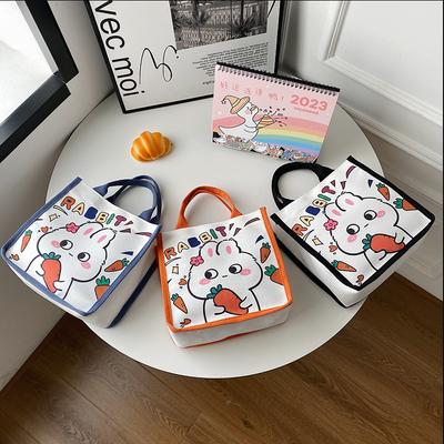 Japanese Cute Canvas Bag Bunny Printed Cartoon Less Tutoring Bag Go Out Hand Carry Bento Bag Wholesale