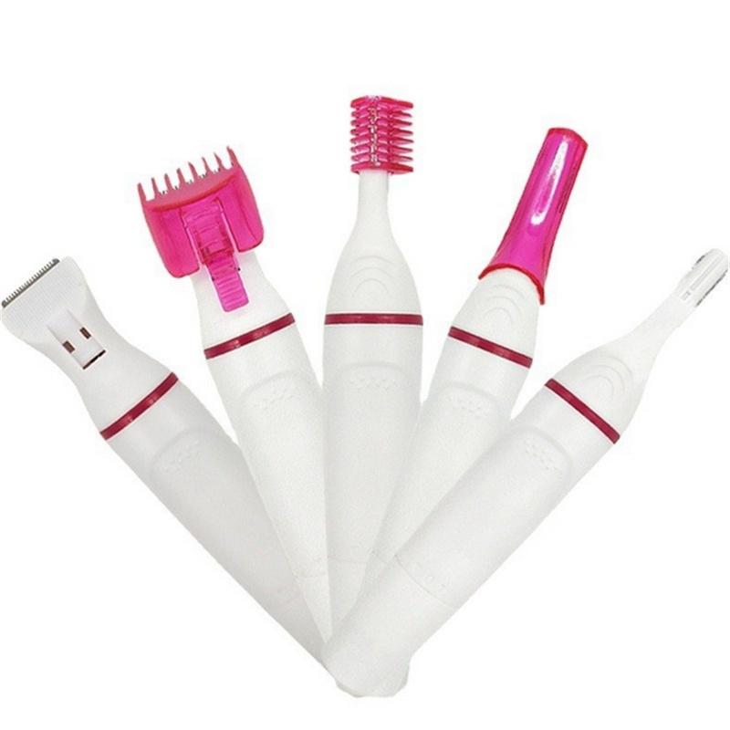 

Многофункциональный женский электрический эпилятор 5 в 1 для бровей, подмышек, зоны бикини, ног, Depilador Feminino, удалитель волос, бритва белый