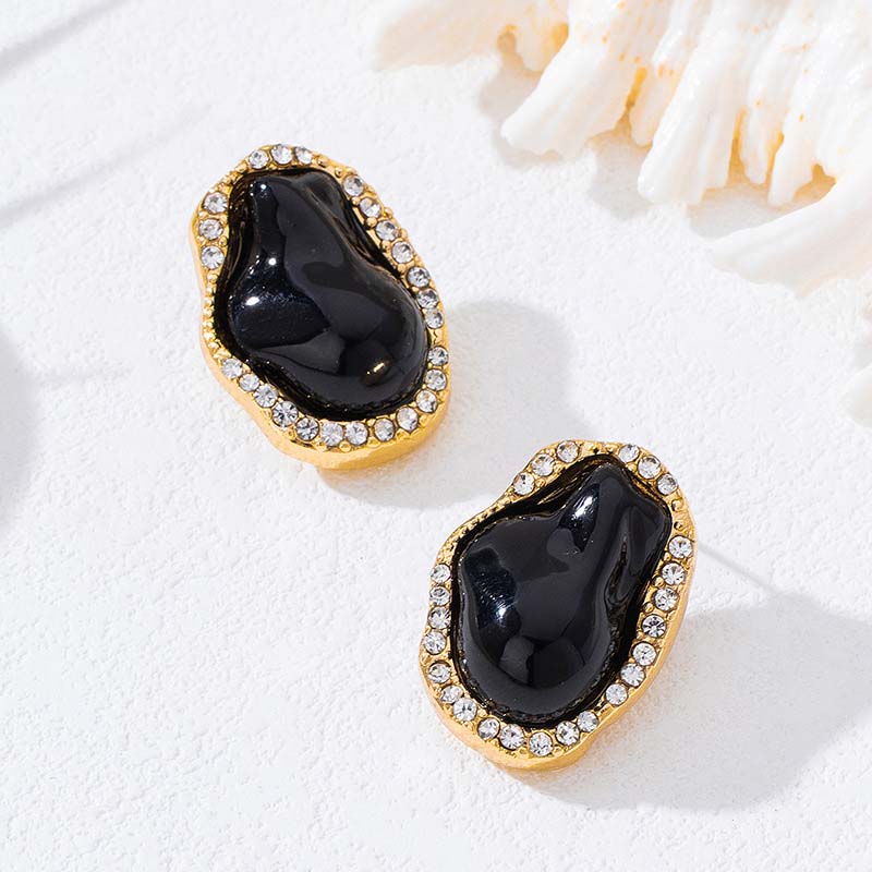 Vintage Colorful Resin Drip Oil Stud Earrings for Women Girls Fashion Crystal Irregular Geometric Earrings Jewelry Accessories