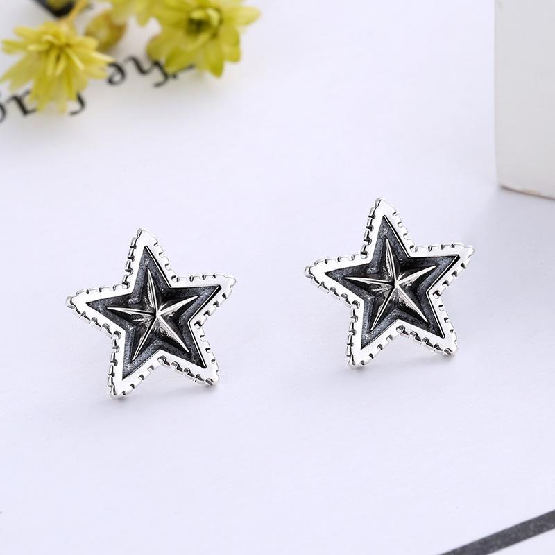 Retro Earrings Personalized Versatile Star Stud Earrings Unique Earrings Men'S And Women'S Small Five-Pointed Star Jewelry