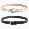 Women's Y2K Perforated Leather Belt with Double Row Rivets – Punk Niche Design for Versatile Jeans