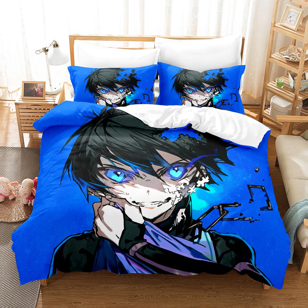 Anime Bluelock Football Junior Japanese Cartoon Bedding Set Duvet Cover With Pillow Cover Bedroom Decoration Bed Set Queen Size