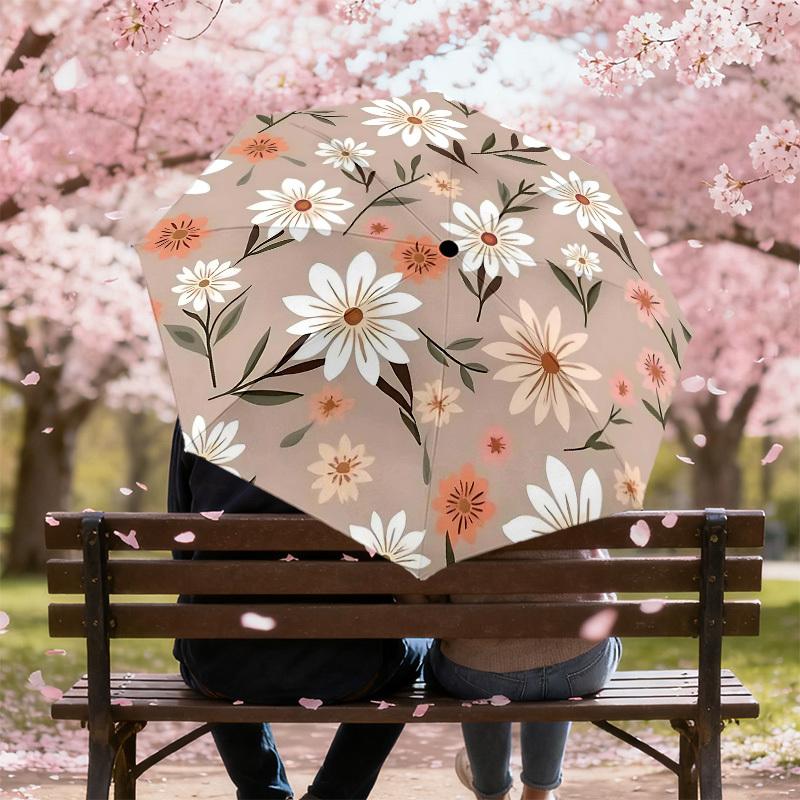 1PC Floral Pattern Umbrella-8-Rib Reinforced Portable Folding Travel Suitable for All Seasons Outdoor Daily Use Is an Ideal Choice -F338