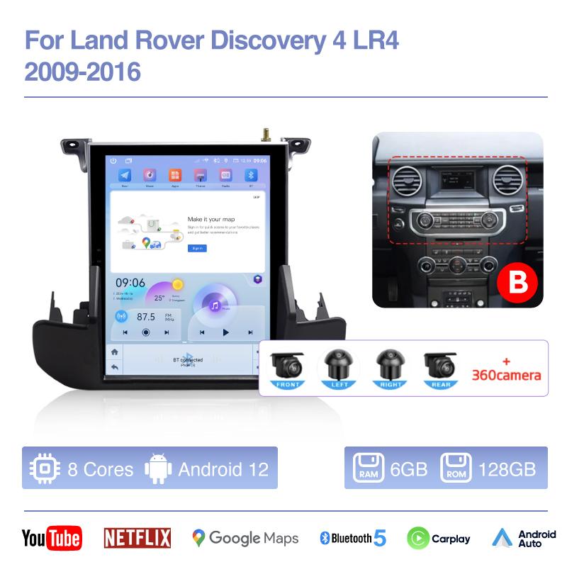 10.4 " Car multimedia Video player For Land Rover Discovery 4 LR4 2009-2016 GPS navigation Android12 Carplay 4G wifi 360camera