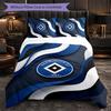 Hamburger SV Fußball 3-teiliges Bettwäsche-Set Weiches Bettbezug-Set mit Kissenbezügen Bedrucktes Schlafzimmer-Deko-Set für Zuhause