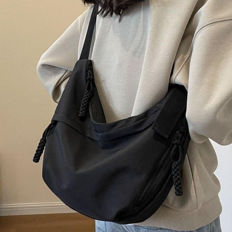 Trendy Fashi Oxford Cloth Material Messenger Bag Women's Bag Casual Shoulder Bag Student Light and Comfortable Solid Color