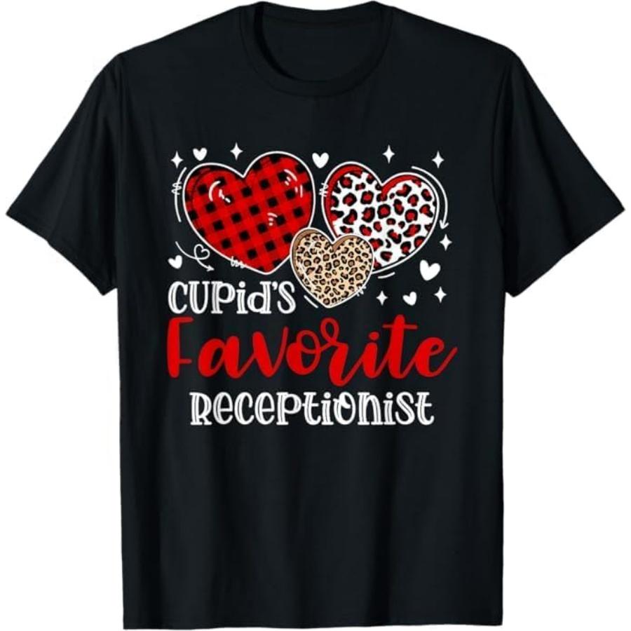 Valentine s Day Cupid s Favorite Receptionist Heart T-Shirt LTDV Mens Womens Tank Top Sweatshirt Hoodie Longsleeve 636 Black S