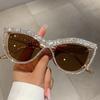 Lunettes de soleil œil de chat vintage avec strass Neuves dans des montures élégantes pour femmes Ins Tendance Marque artisanale Lunettes de designer