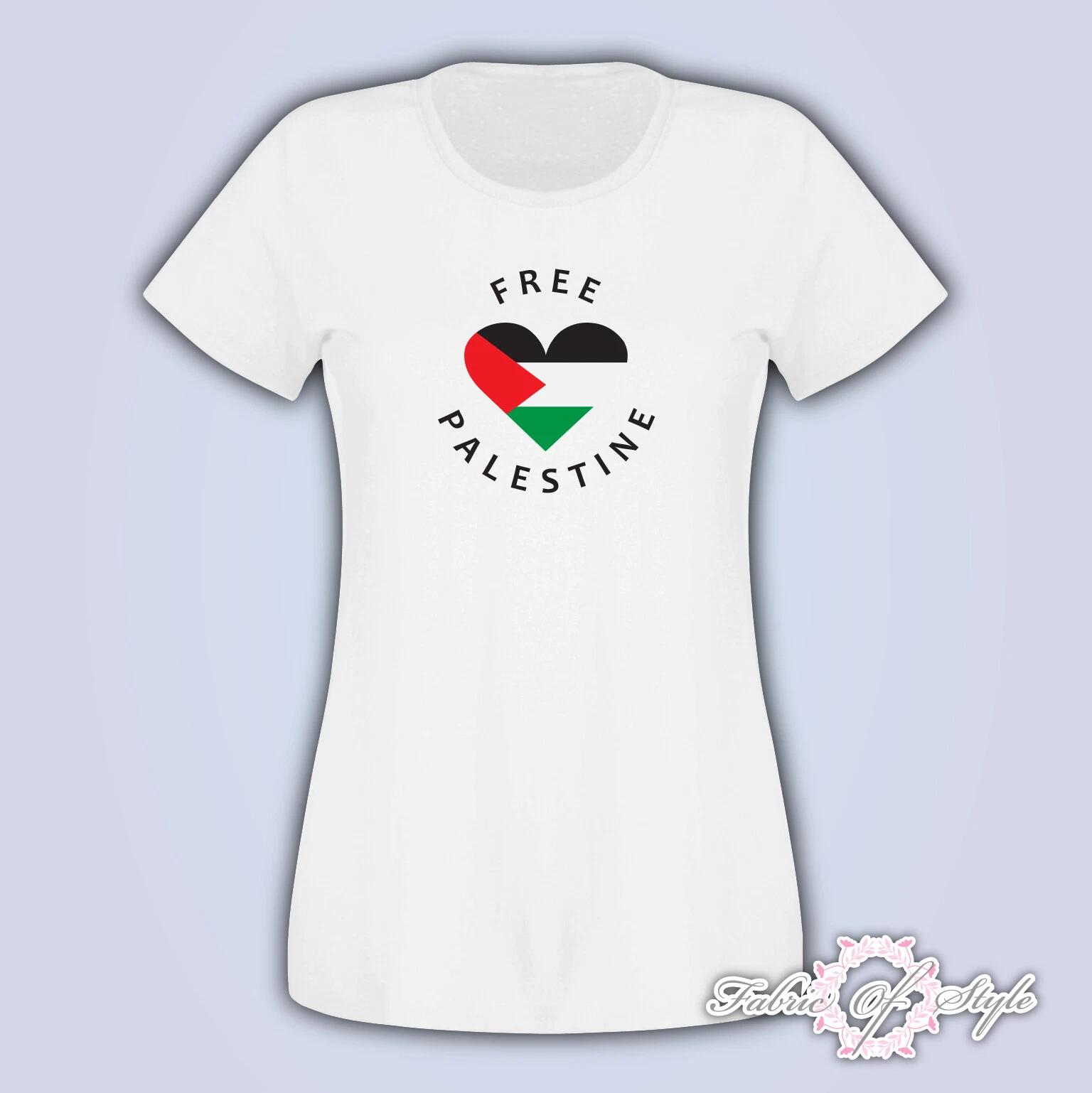 FREE PALESTINE GAZA FREEDOM Protest 2021 Heart T- Shirt Female White 2XL