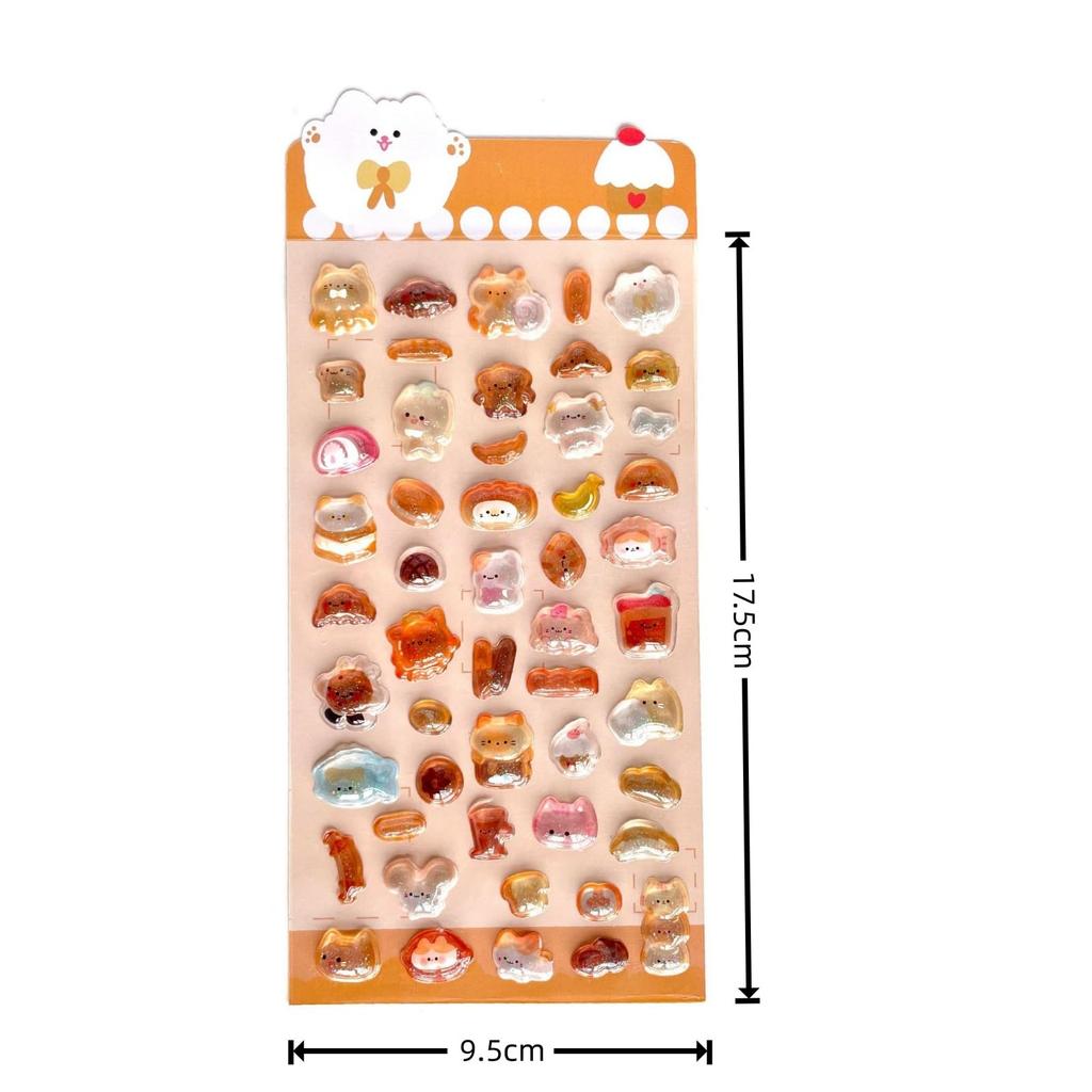 3D Pukupuku 3D Glitter Rabbit and Cat Set of Perfect for Cell Phone DIY Planner and Birthday Gifts for Girls Stickers, Stickers, Designs, 4,
