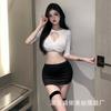 Sex Secretary Hollow Uniform Small Breasts Show Big Hips Short Skirt Set Passion Free On Bed