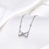 Stainless Steel Bead Chain Zircon Bow Necklace,Brilliant Cubic Zirconia Bow Pendant Necklace for Bridal Wedding Accessories