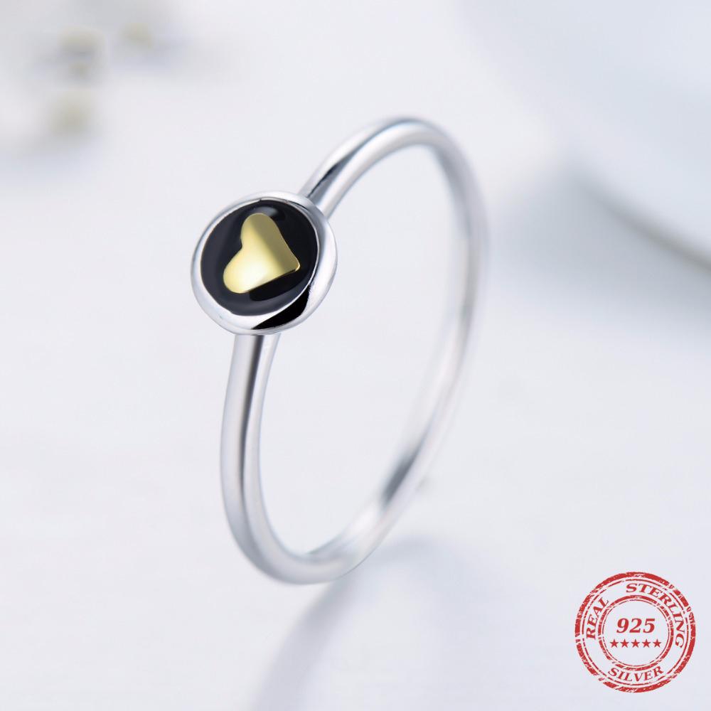 

Модное Instagram Золотое Сердце Оригинальное 100% Серебро 925 Пробы Эмаль Кольцо Классические Штабелируемые Ювелирные Изделия Для Женщин 8