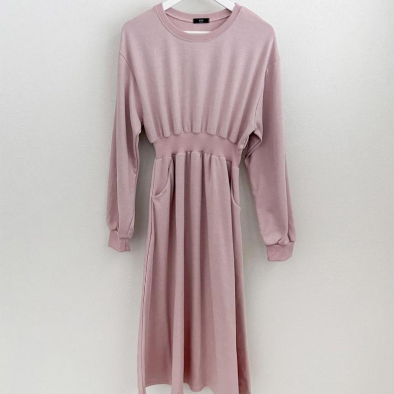 Shop   Women Round Waistband Daily Cotton Long Dress Ara Wdr 3021 Black