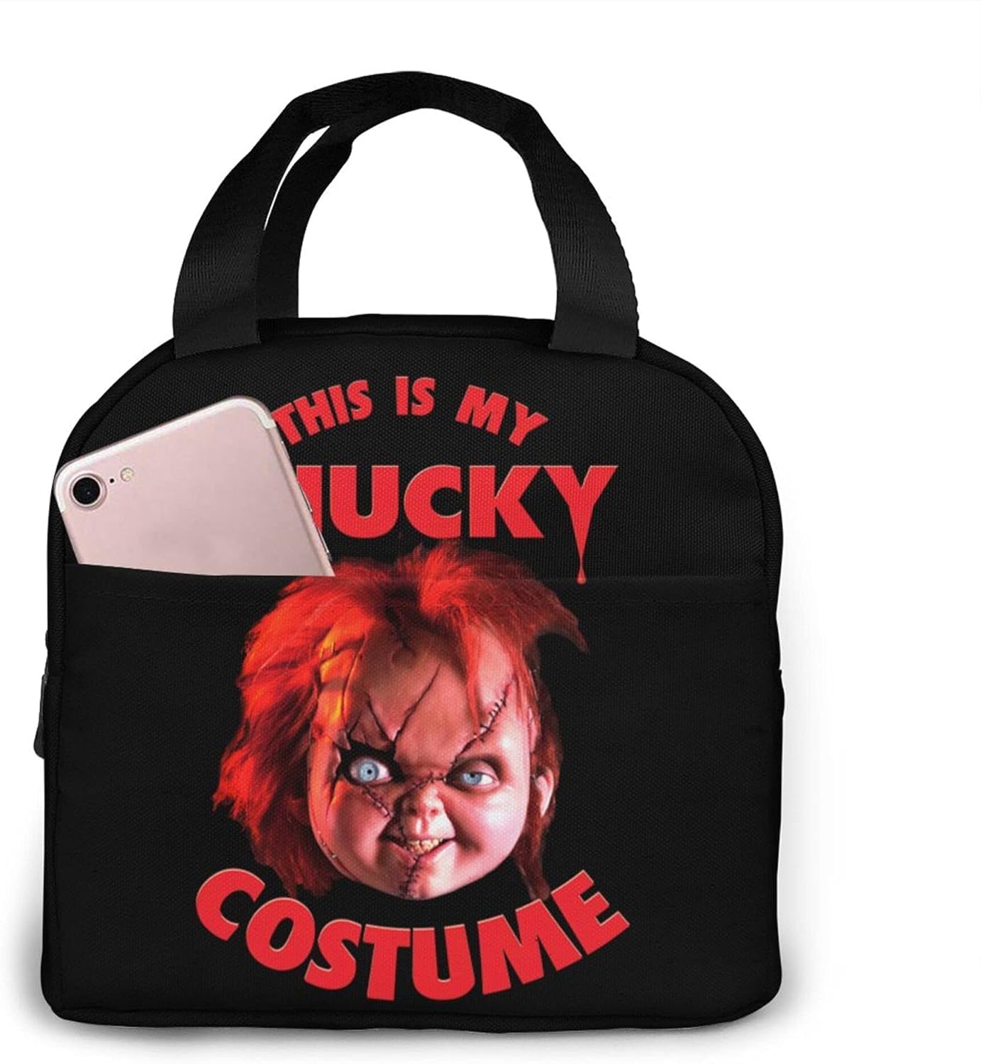 Asamike Lunch Bag Cute Child s Play Chucky Horror Movie Design Stylish Large Capacity Lunch Box Insulated Lunch Bag with Pockets Food Storage Ins 4150₽