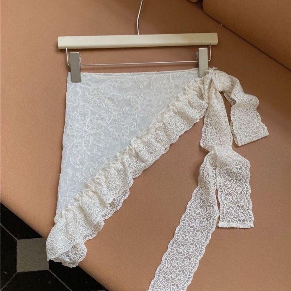 Floral Printed Lace Headband Embroidered Skirt Curtain Retro Triangle Waistband  Scarf Accessories