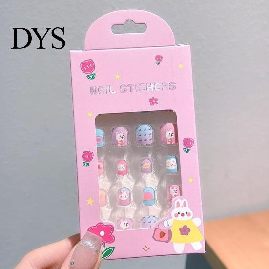 Nail Art Patch 24Pcs Kids Fake Kawaii Fun Designs For Children Stickers Set Creative DIY Kit for Decorations Easy-to-apply Nails