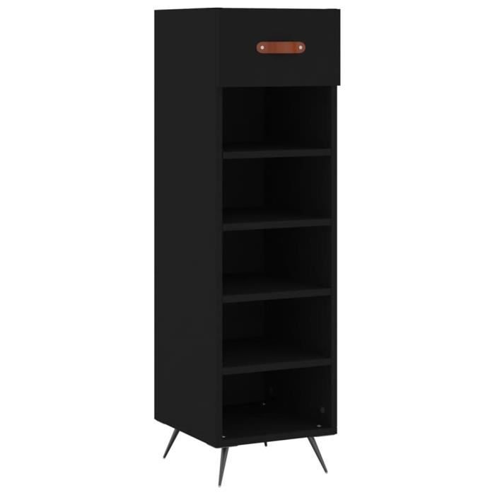 VidaXL Armoire à chaussures noir 30x35x105 cm bois d'ingénierie 829645