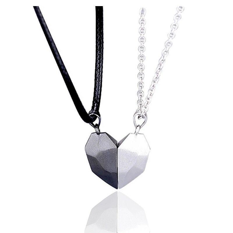 2 Stücke Liebhaber Herz Anhänger Paar Halskette Magnetische Herz Charm Halskette Valentinstag Geschenk