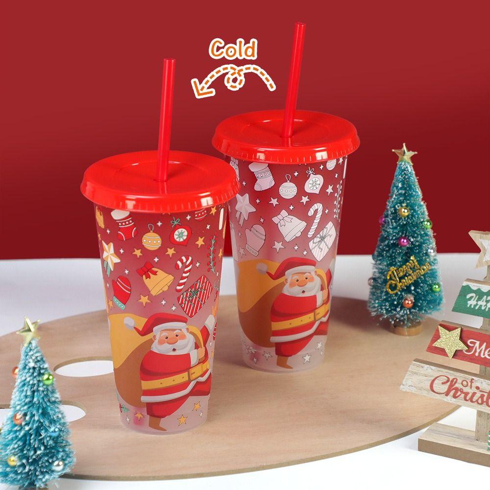 Dining Supplies Cold Drink Cup Discoloration Straw Cup Portable Color Changing Cup Kitchen
