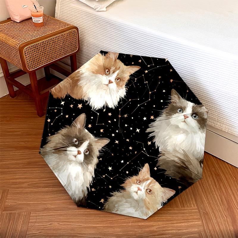 1 PC Automatic Folding Umbrella - Space Cats Pattern, Portable & Foldable Design with 8 Ribs, Christmas Birthday Gifts