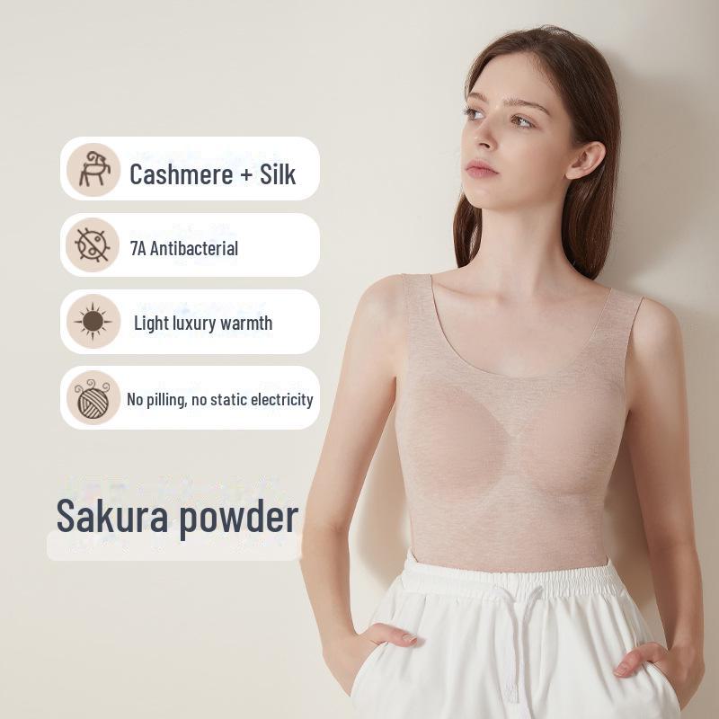 Warm Cashmere Silk Vest with Chest Pad - Women's Autumn/Winter Thermal German Velvet plus Velvet Heating Vest