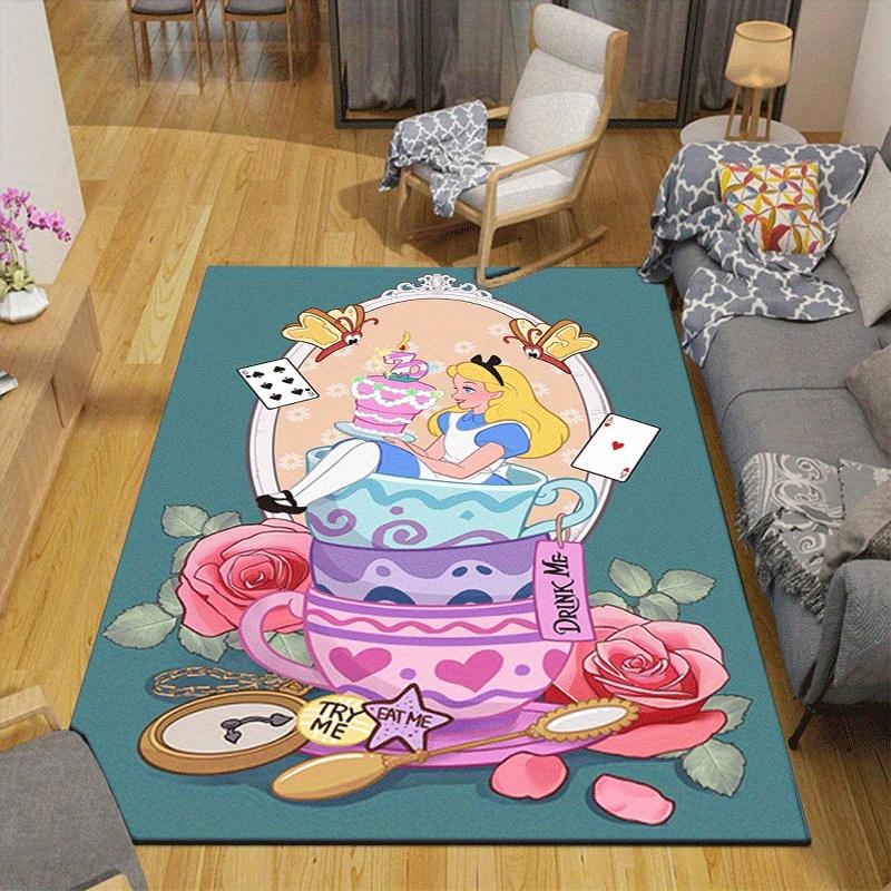 1pc Alice in Wonderland Maze Pattern Area Rug Soft Flannel Floor Mat for Living Room,Office,Bedroom and Carpet,Sofa Coffee Table Floor Mat