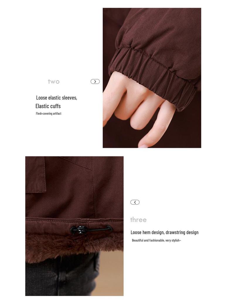 Women's Fleece-Lined Hooded Parka - New Winter Style, Warm & Casual for Middle-Aged Moms
