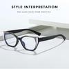 Cat Eye Color Blocking Anti Blue Light Glasses Retro Polygon Large Frame Fashion Glasses Women Plain Spectacles For Daily Outfit