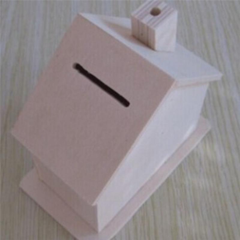 AD23-DIY Wooden Piggy Bank Children's House Piggy Bank Decoration Assembly Craft Kit Unfinished Blank Piggy Bank Birthdaygift