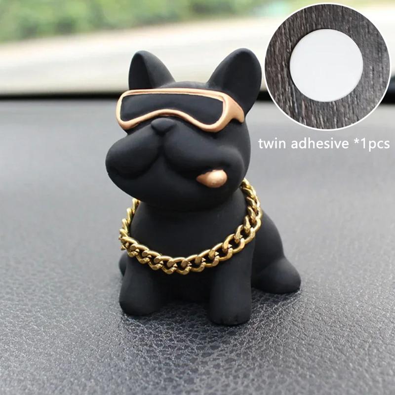 

Износостойкие украшения для автомобиля в виде бульдога, удобные, из смоляного материала, украшения для приборной панели автомобиля, автомобильные аксессуары, декор интерьера чёрный