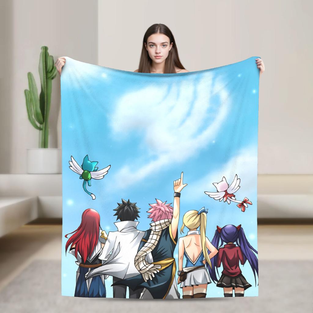 Fairy Tail Warm Soft Blanket Japanese Anime Travel Plush Throw Blanket Aesthetic Couch Chair Flannel Bedspread Sofa Bed Cover