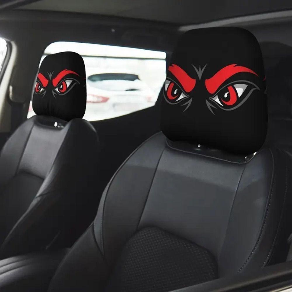 2 Stück Universelle Auto-Sitzbezüge Cartoon Elastische Auto-Kopfstützenbezüge Staubdicht Atmungsaktiv Auto-Sitz-Kopfstütze