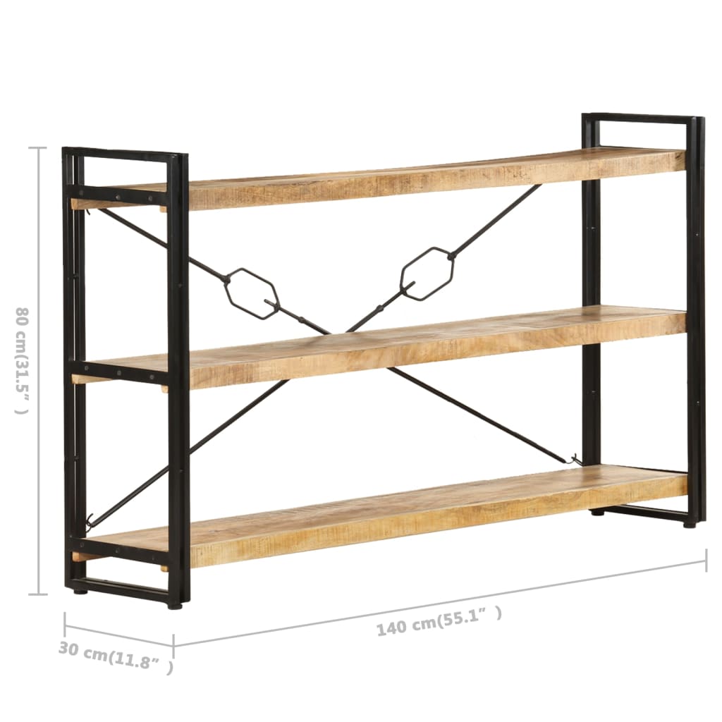3 Shelf Bookshelf 140 X 30 X 80 Cm Solid Mango Wood