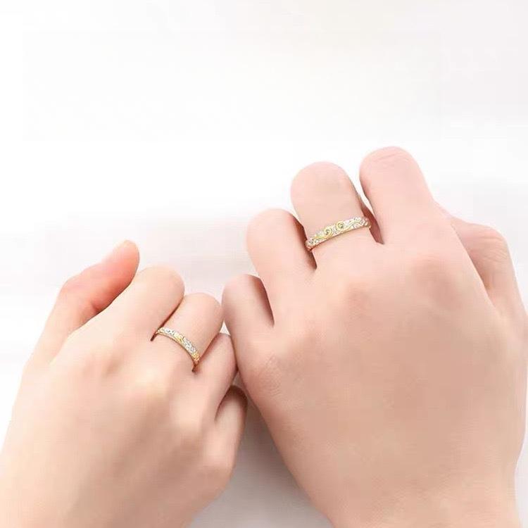 Sweetheart Couple Ring Female and Male Light Luxury Simple and Versatile Open Pair Ring To Give Valentine's Day Gifts Trendy Jewelry