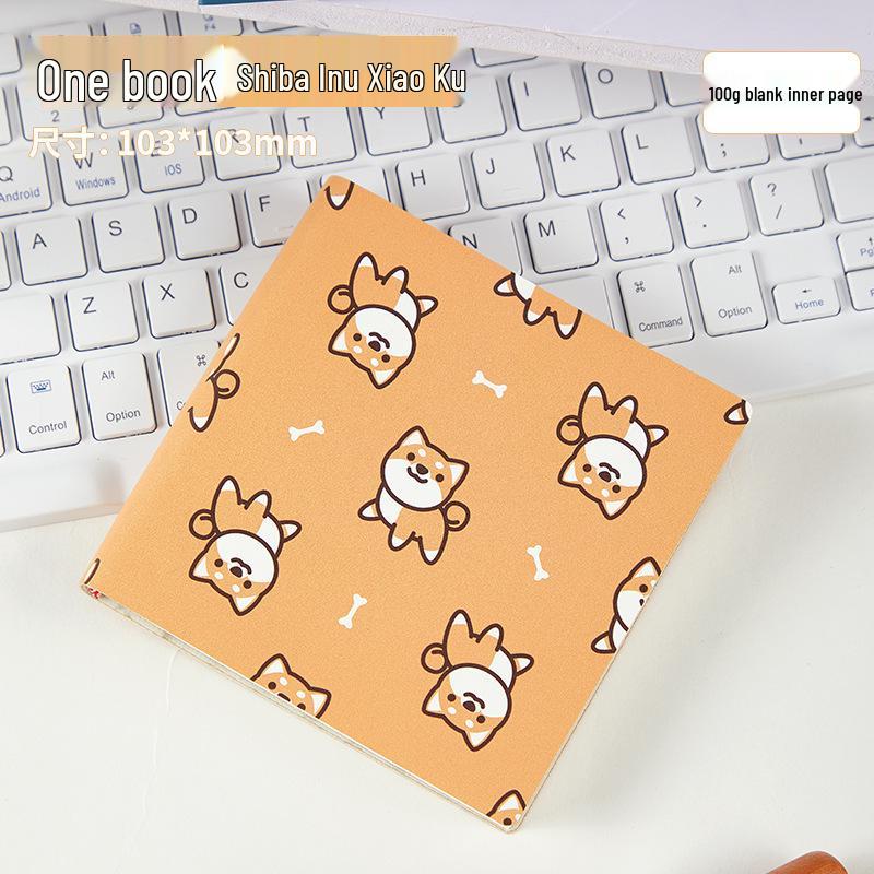 Stylish Cartoon Stamp Mini Notebook: Cute, High-Value, Simple Square Pocket Journal