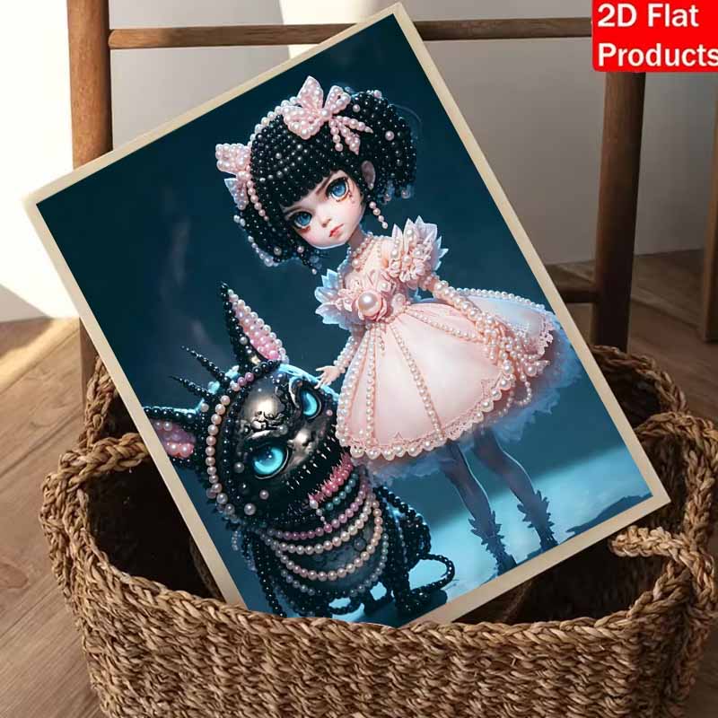 Halloween Pearl Painting Set 5D DIY Pearl Art Gothic Doll Home Bedroom Wall Decor Handmade Gift Elegant Craft Artwork Unique Decor