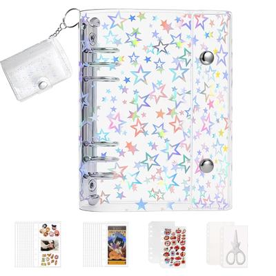 A6 Sticker Album for Girls, Transparent 6-Ring Binder with Removable Clear Pages, Large Capacity Mini Sticker Book Refill Sheets, PP Material