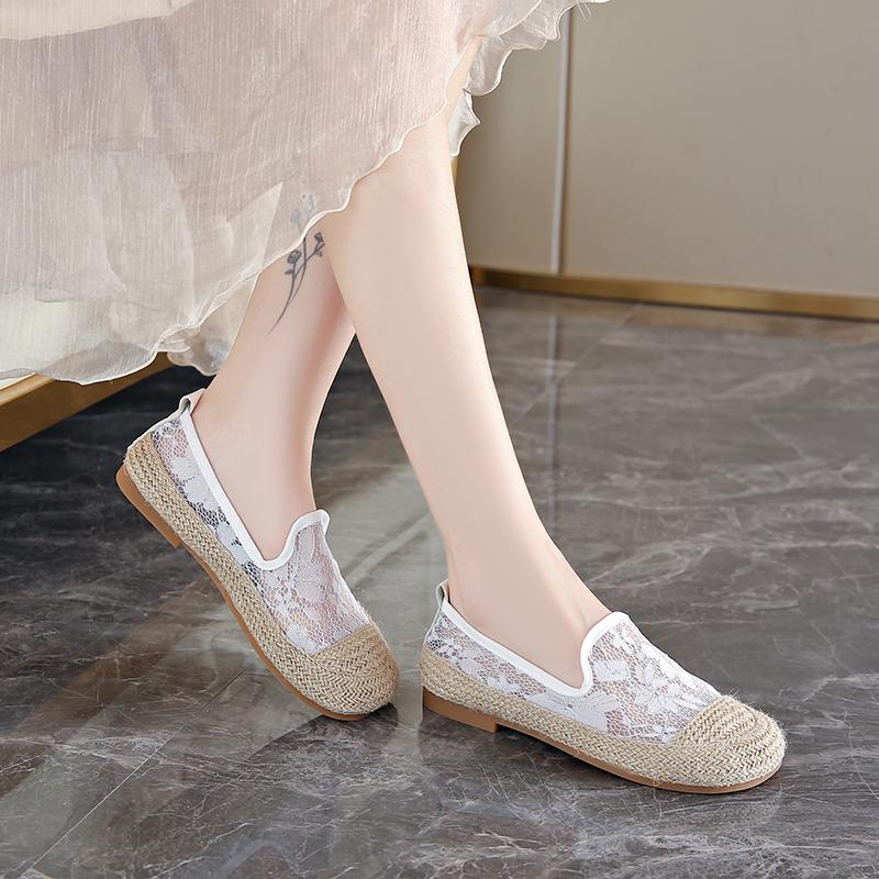 Fashion CRLAYDK Womens Lace Espadrille Moccasins Slip On Loafers for Work Penny Hollow Out Walking Ladies Casual Driving Boat Shoes