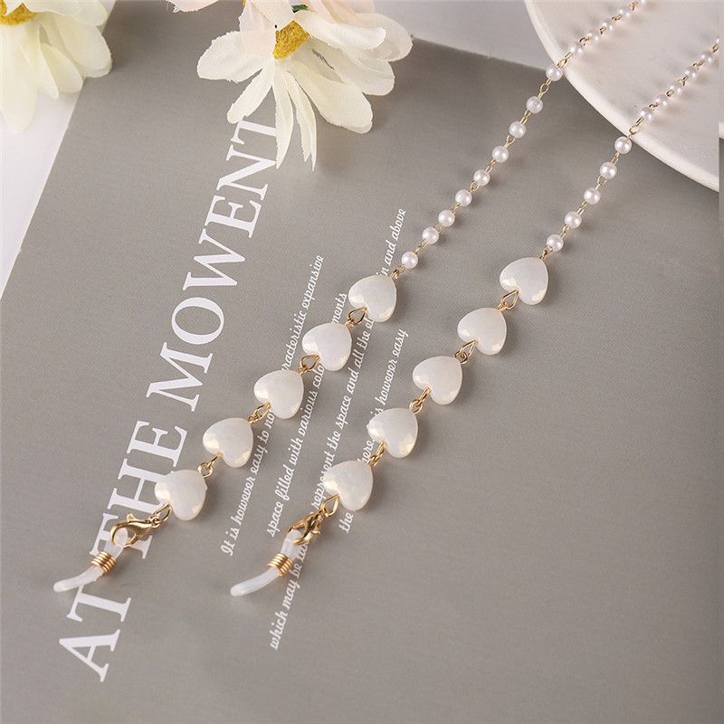 

Очки солнцезащитные очки на шее ремешок-цепочка с бисером в форме сердца жемчужный шнур для очков 68cm белый