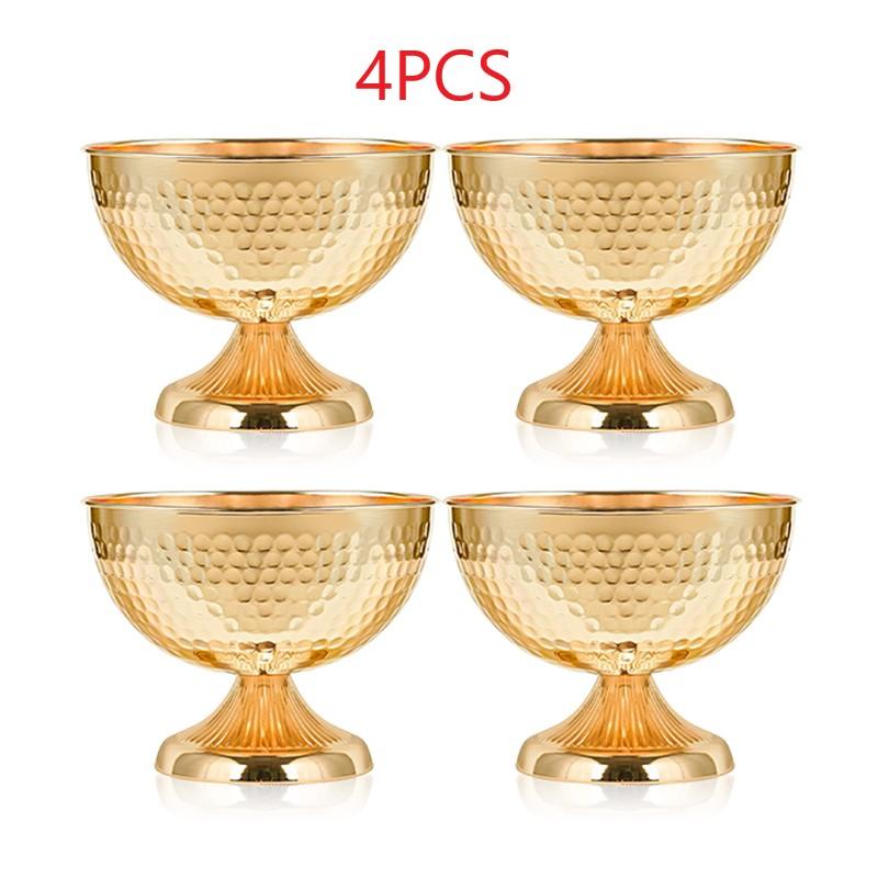 Hammered Gold Pedestal Flower Bowl Electroplated Metal Plated Vase with Trumpet Base for Wedding Centerpiece Floral Arrangement