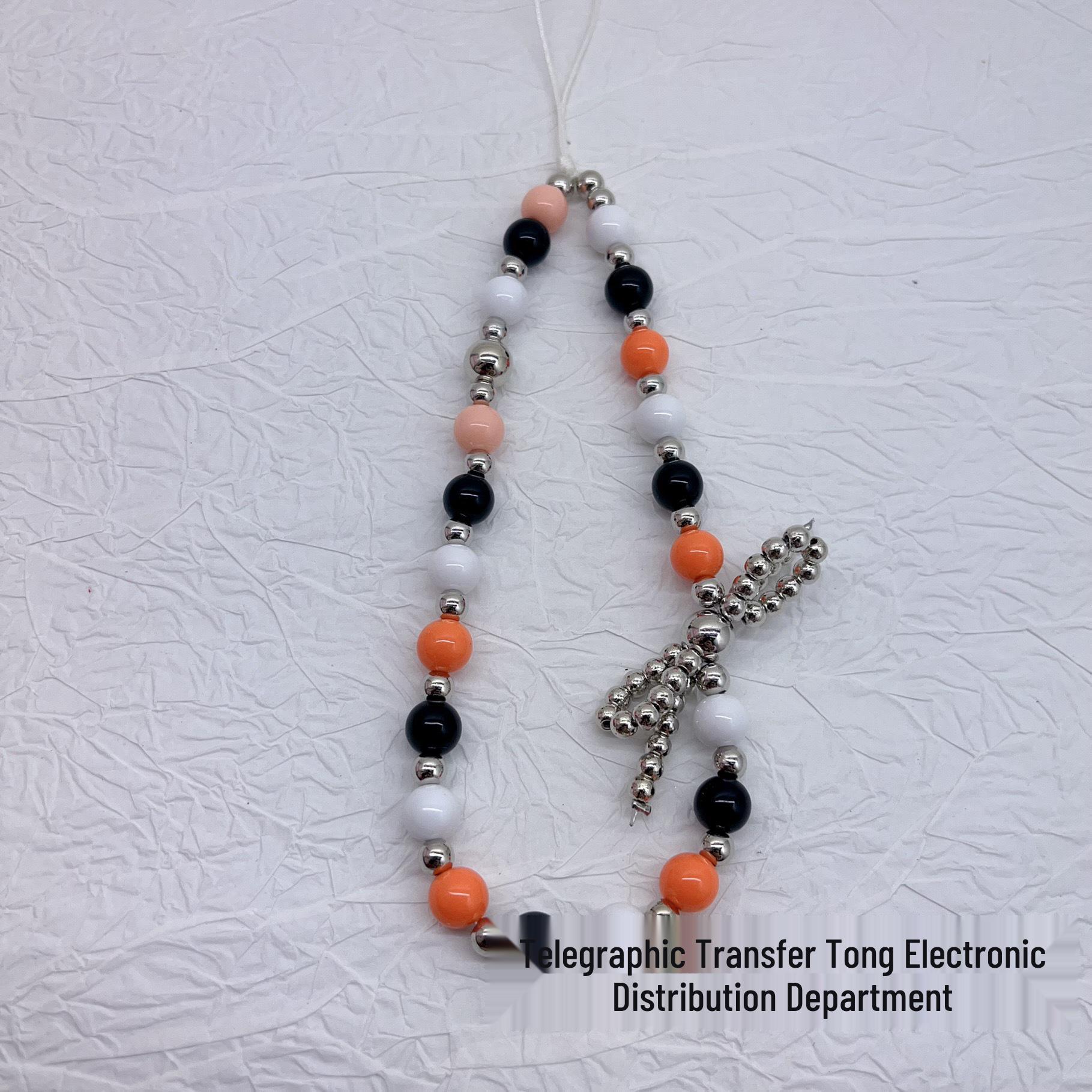 Colorful Beaded Bow Phone and Keychain Lanyard with CCD Camera Ornament