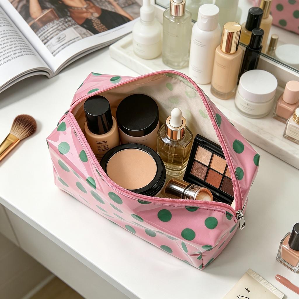 Wave Lit Makeup Bag, Large Capacity Waterproof Wash Bag, Travel Skincare Storage Bag, Women's Bag. Multiple Colors Available