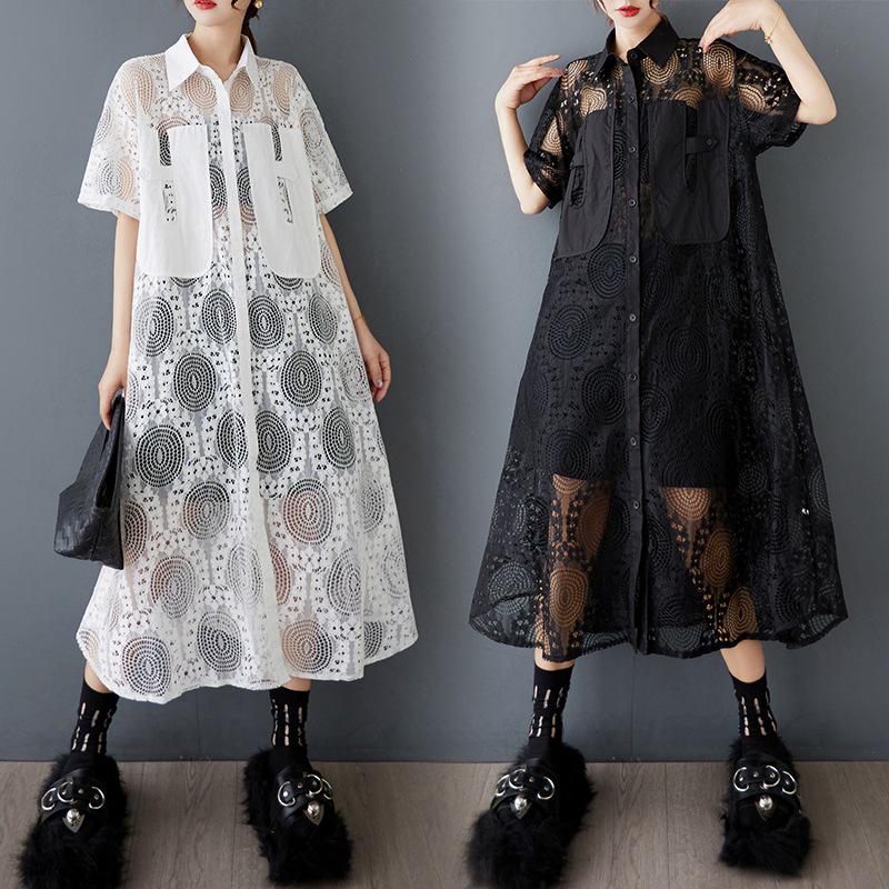 Chic See-Through Lace Summer Dress: Loose, Casual & Trendy