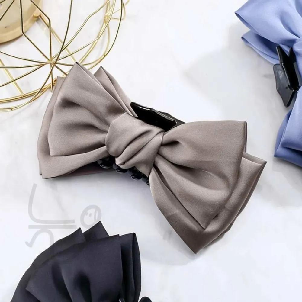 NeulWAYS Silk Large Ribbon Claw Clip Cocoa Hair Accessory Hair Clip