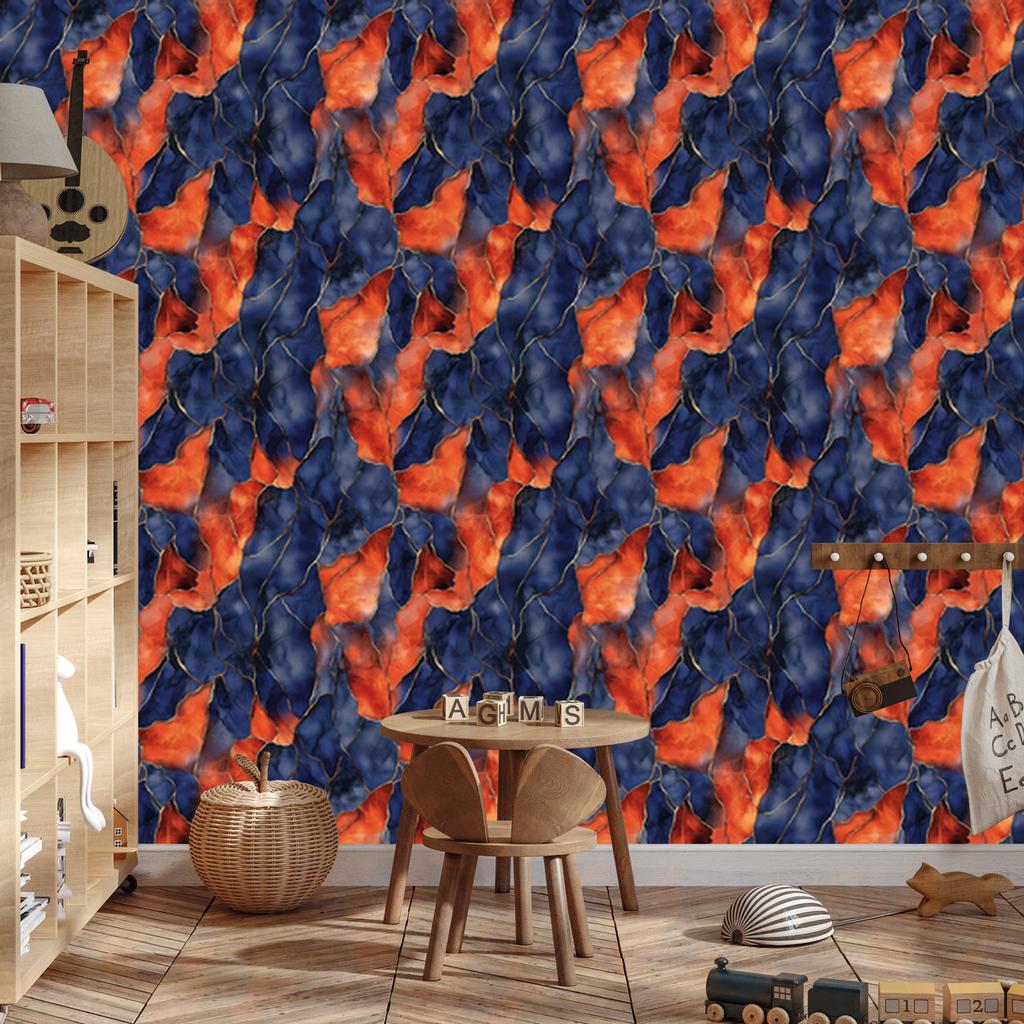 Navy Blue and Red Ink Wallpaper for Living Room and Bedroom 50x1000