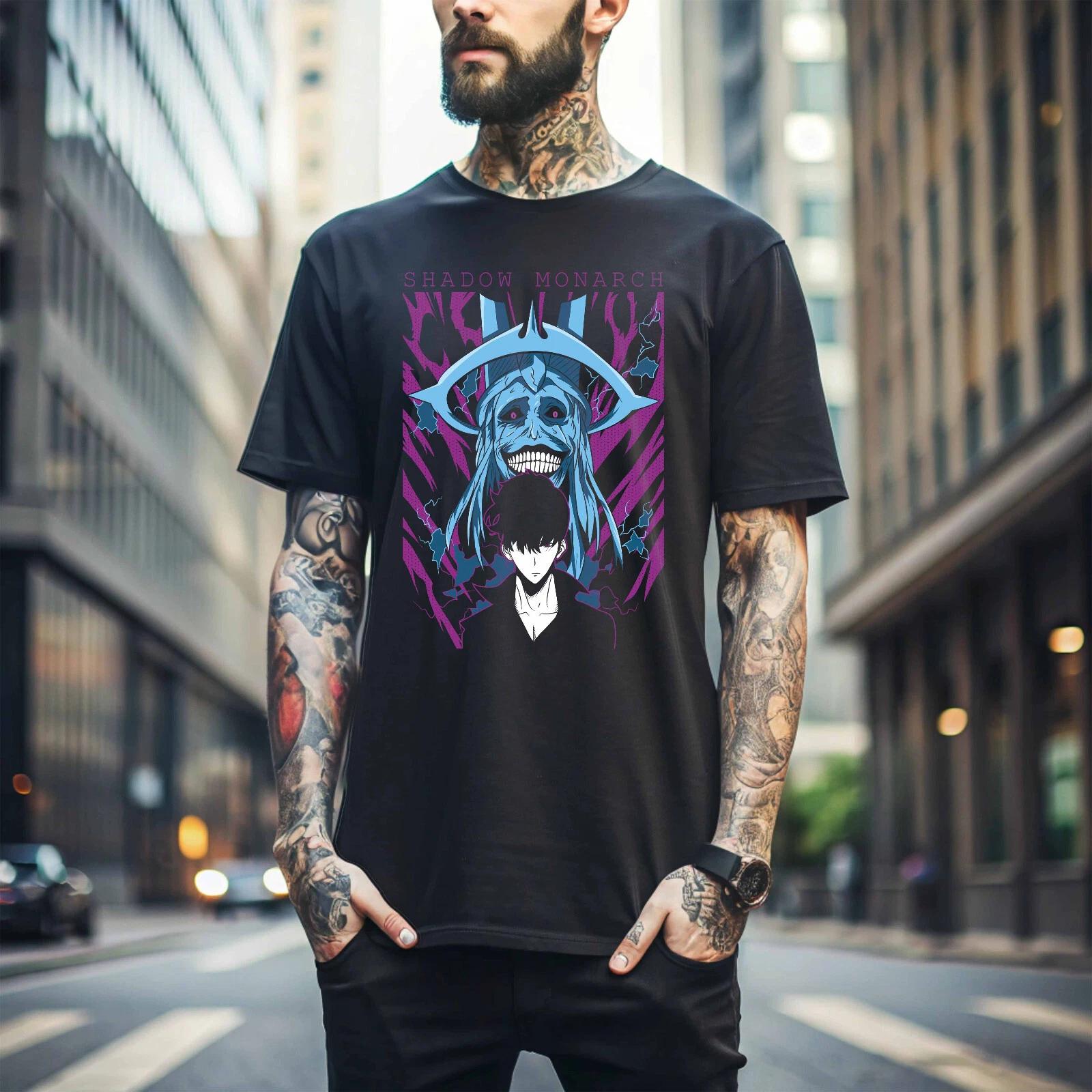 

MENS WOMENS Solo Leveling T-shirt sung JinWoo best anime back tshirt 004 L