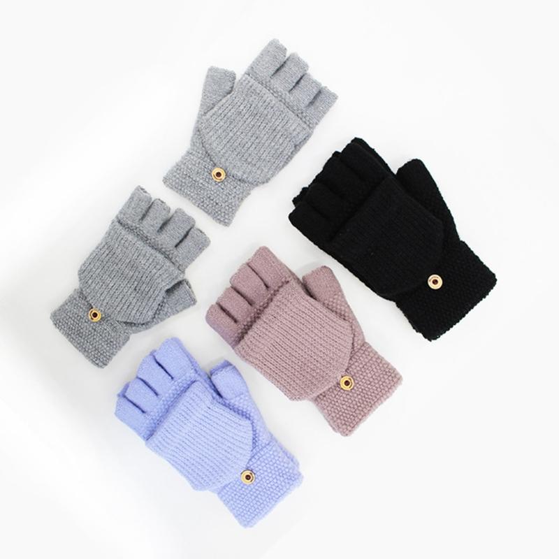 Flip Gloves Men Wool Winter Gloves Touchscreen Gloves Knit Convertible Gloves Touchscreen Mittens Fingerless Gloves