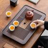 Double-Layer Wooden Tea Tray Engraved Floral Rectangular Food Safe Wood Tray Ideal for Home Tea Party Gifting Occasions
